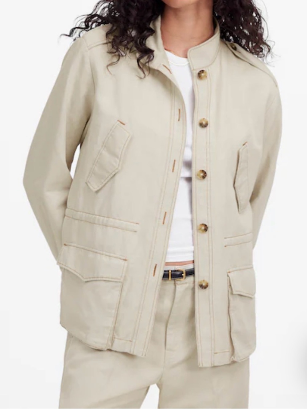 Madewell NWT Cinched Utility Jacket in Italian Linen Twill in Bone size small